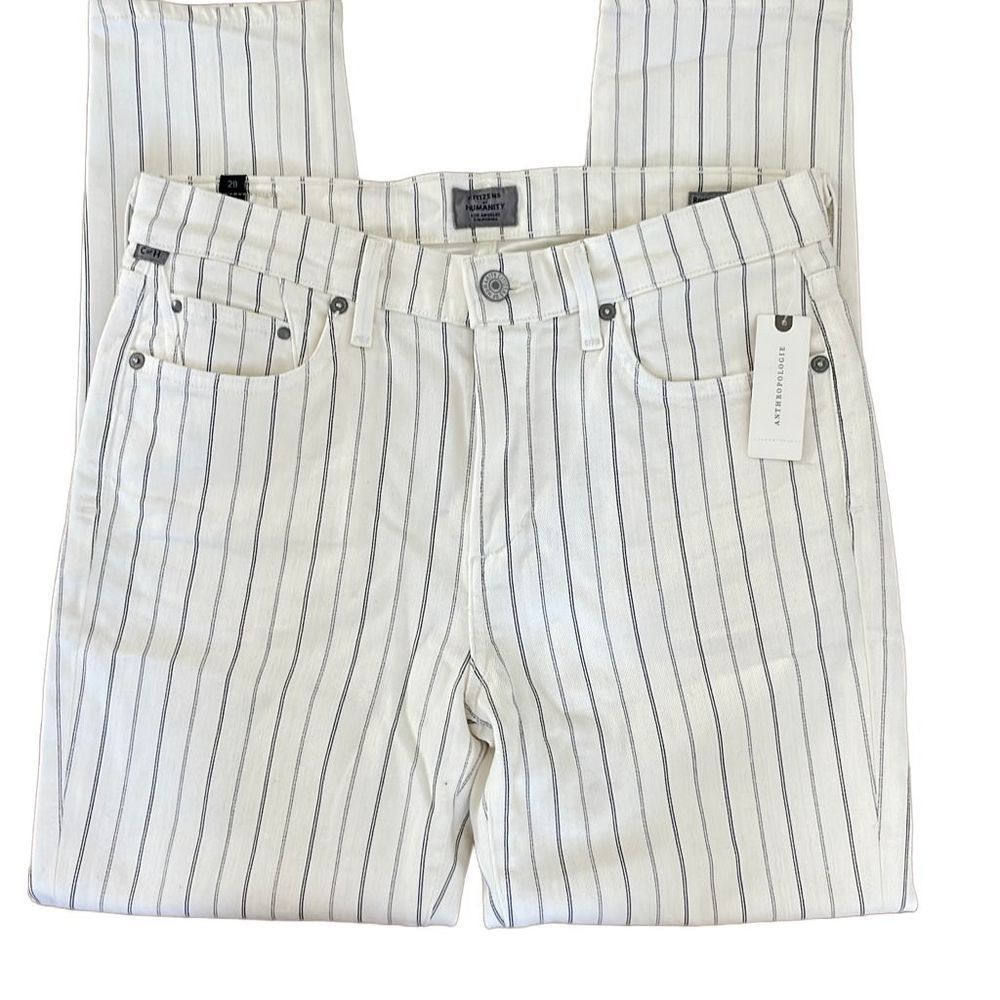 Citizens Of Humanity White and Black Striped Skinny Jeans